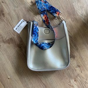 Ah•Dorned Neoprene Metallic crossbody bag